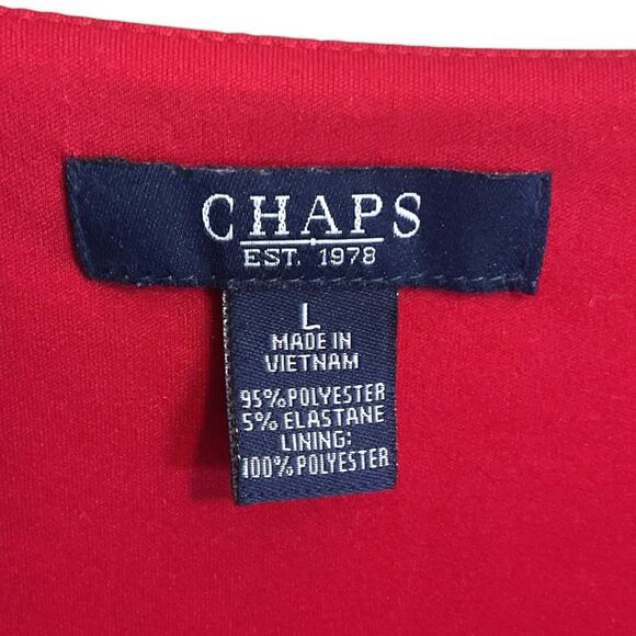 Chaps Women's Red Cowl Neck Ruched Sheath Dress Flattering 3/4 Sleeve -Size L - Picture 3 of 11
